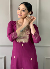 Wine Colour Functional Wear Salwar Suit
